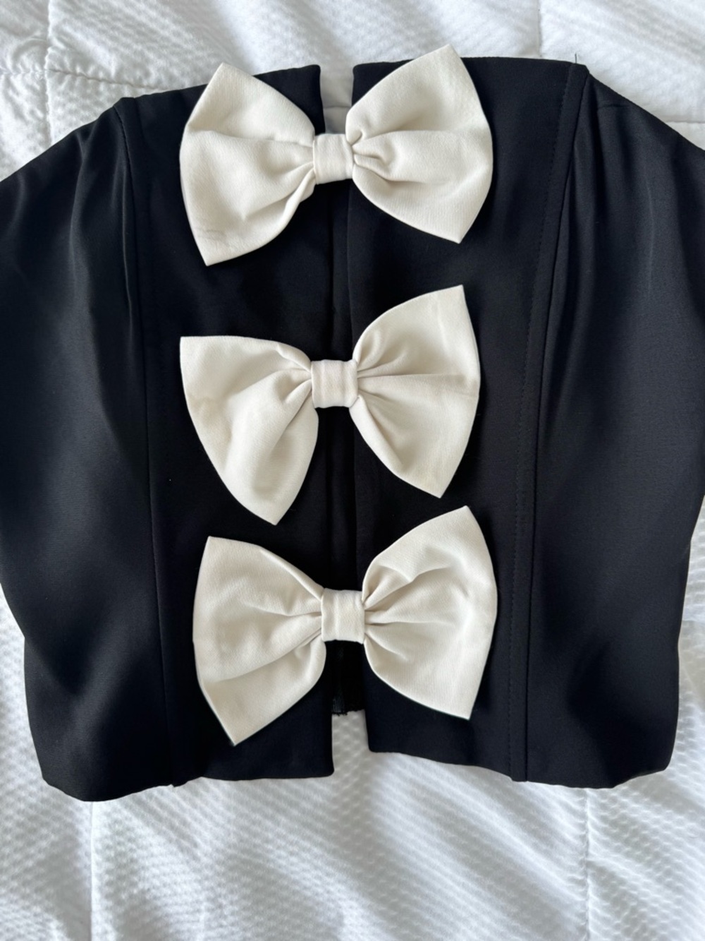 Black Dressy Tube Top with Bow Accents - Picture 3 of 5